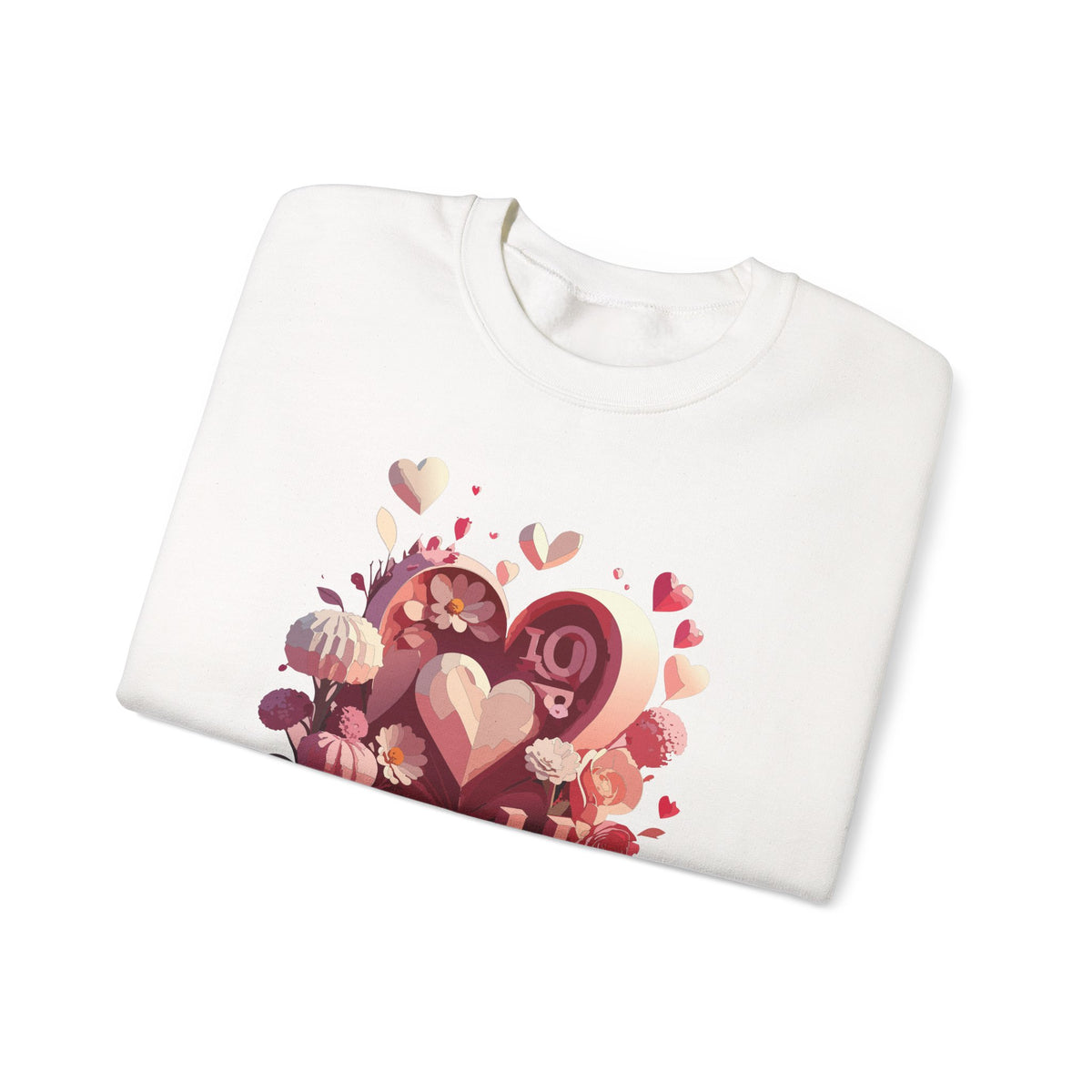 Unisex Floral Big Heart Sweatshirt, Love Floral Sweatshirt, Floral Heart Sweatshirt, 50/50 Cotton-Poly Valentine's Day Sweatshirt 09