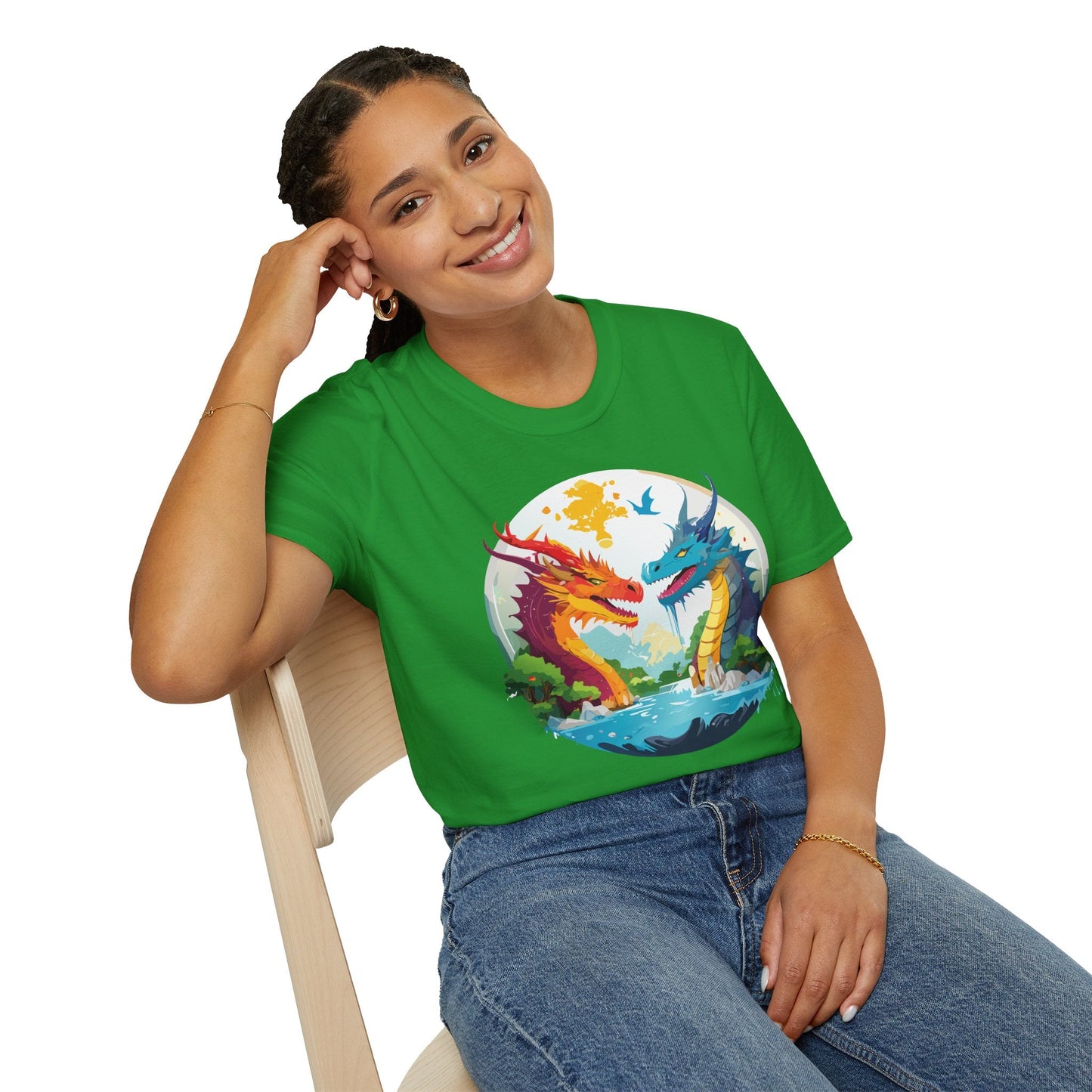 Dragon T Shirt Unisex Gildan Softstyle 64000 100 Percent Cotton Animal Print Tee Artwork