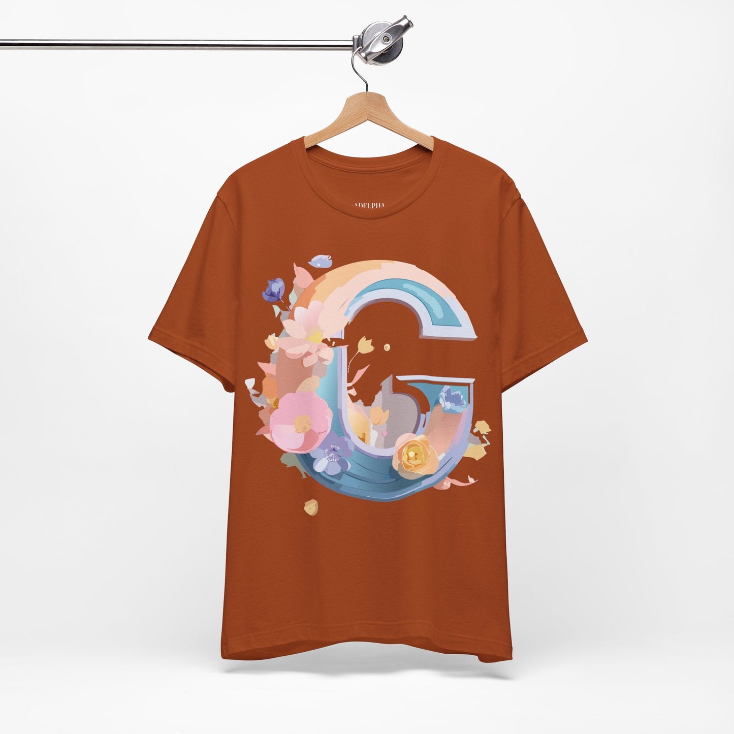 Letter G Shirt Graphic Tee Unisex Short Sleeve Vintage Inspired Artwork Adelpha Print