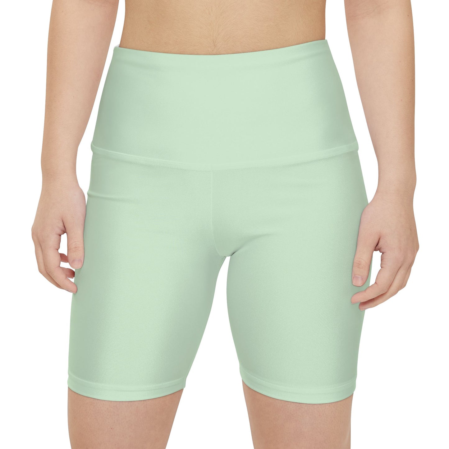Light Green Mist Mint Workout Shorts — High-Waist Mint Bike Shorts for Women