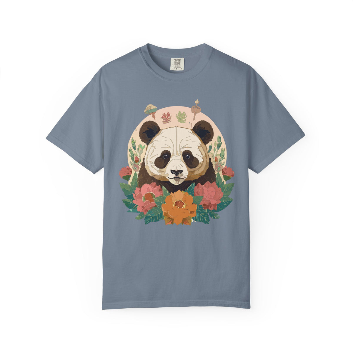 Panda Portrait T-Shirt Unisex Cotton Floral Chinese Graphic Circle Animal Art Tee p2