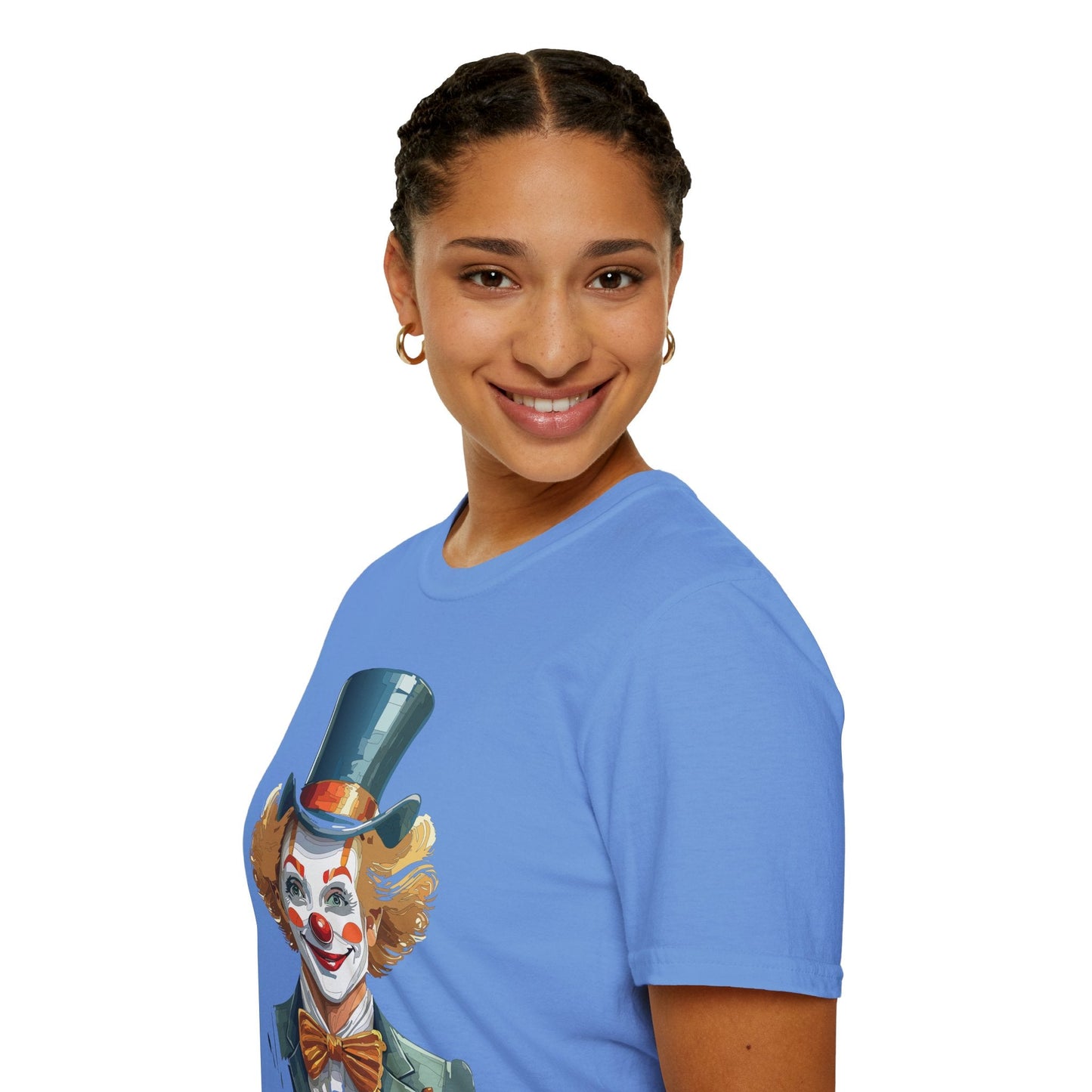 Funny Clown Shirt Unisex T Shirt Circus Style Tee With Scary Man Artwork Gildan 64000