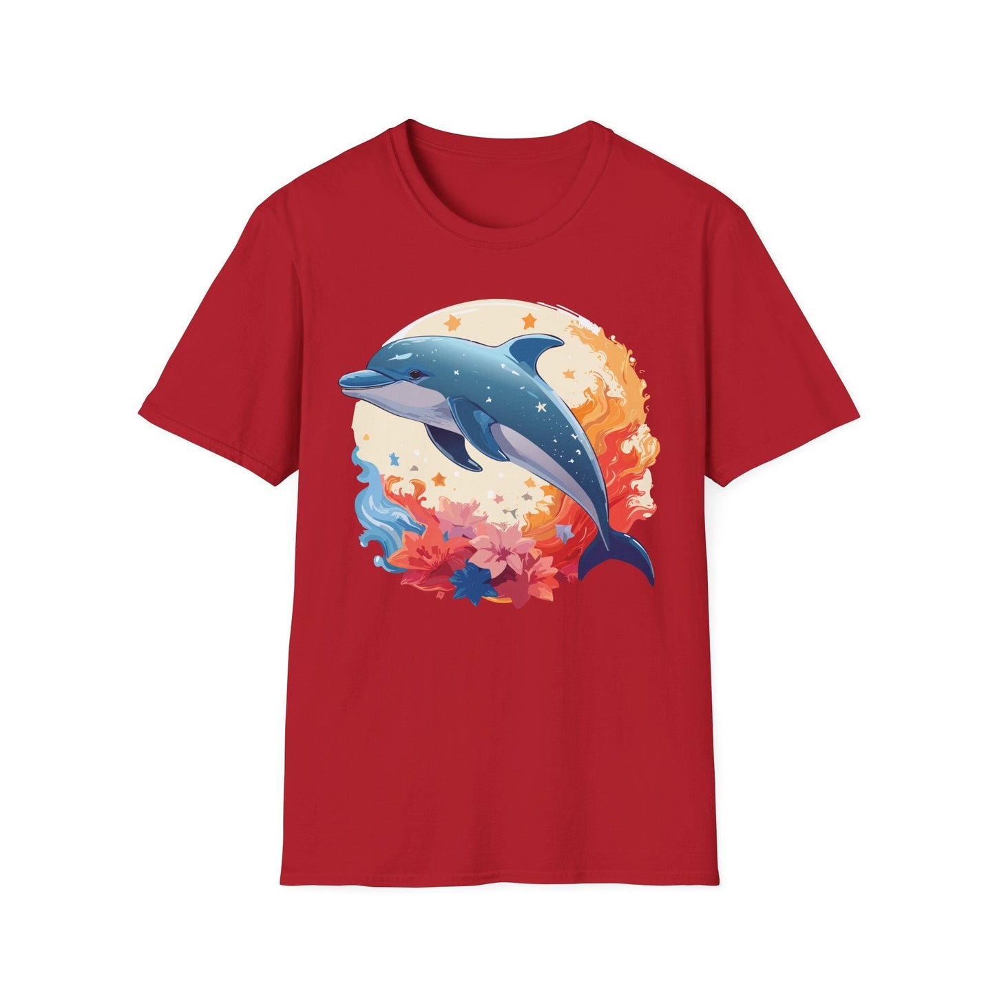 Dolphin T Shirt Unisex Softstyle Gildan 64000 100 Percent Ring Spun Cotton Animal Fish Tee