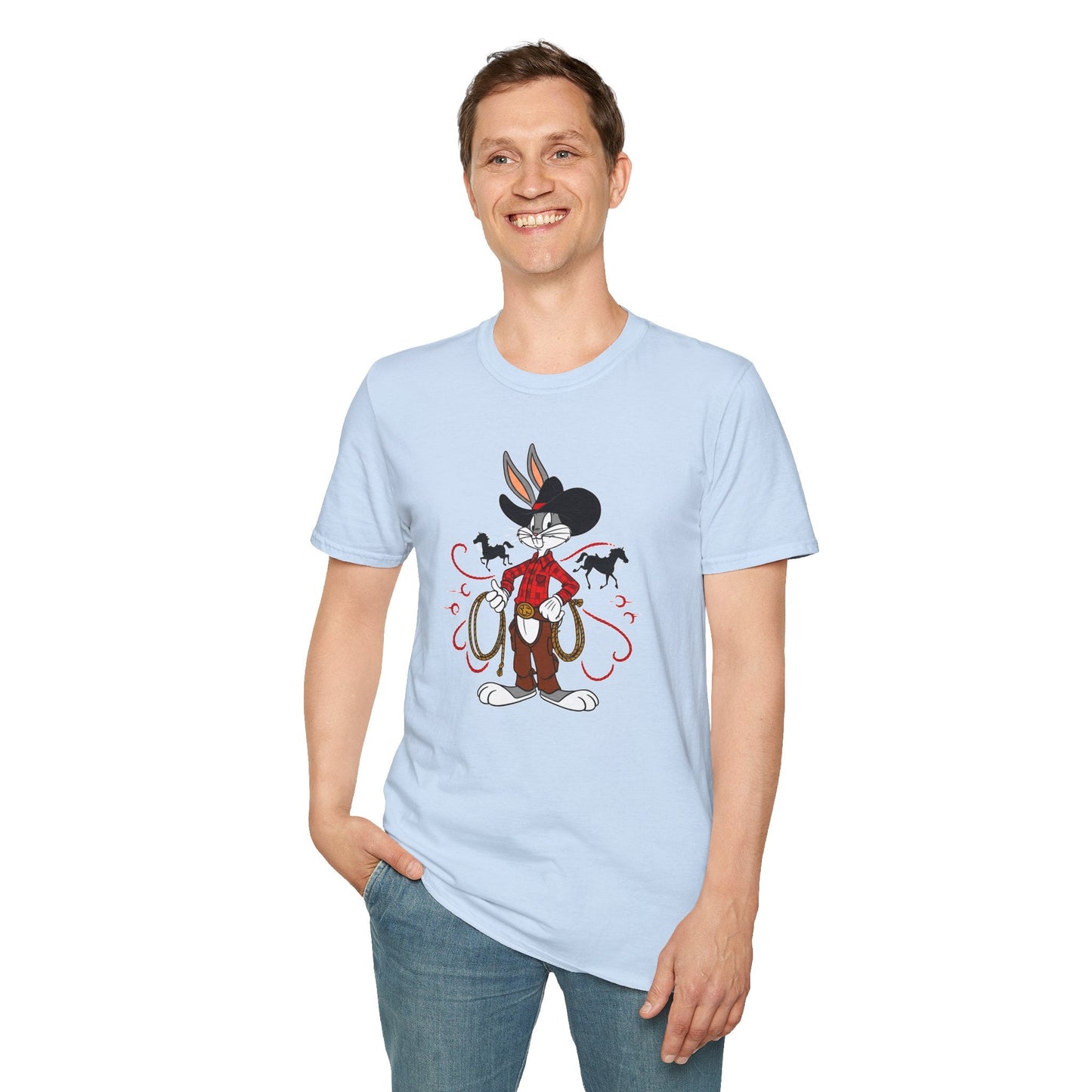 Bugs Bunny Unisex T Shirt Cartoon Design Graphic Tee Gildan Softstyle 64000 Artwork
