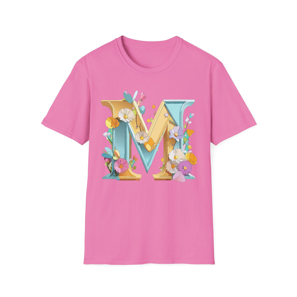 Floral Letter M T-Shirt | Botanical Monogram Initial Tee