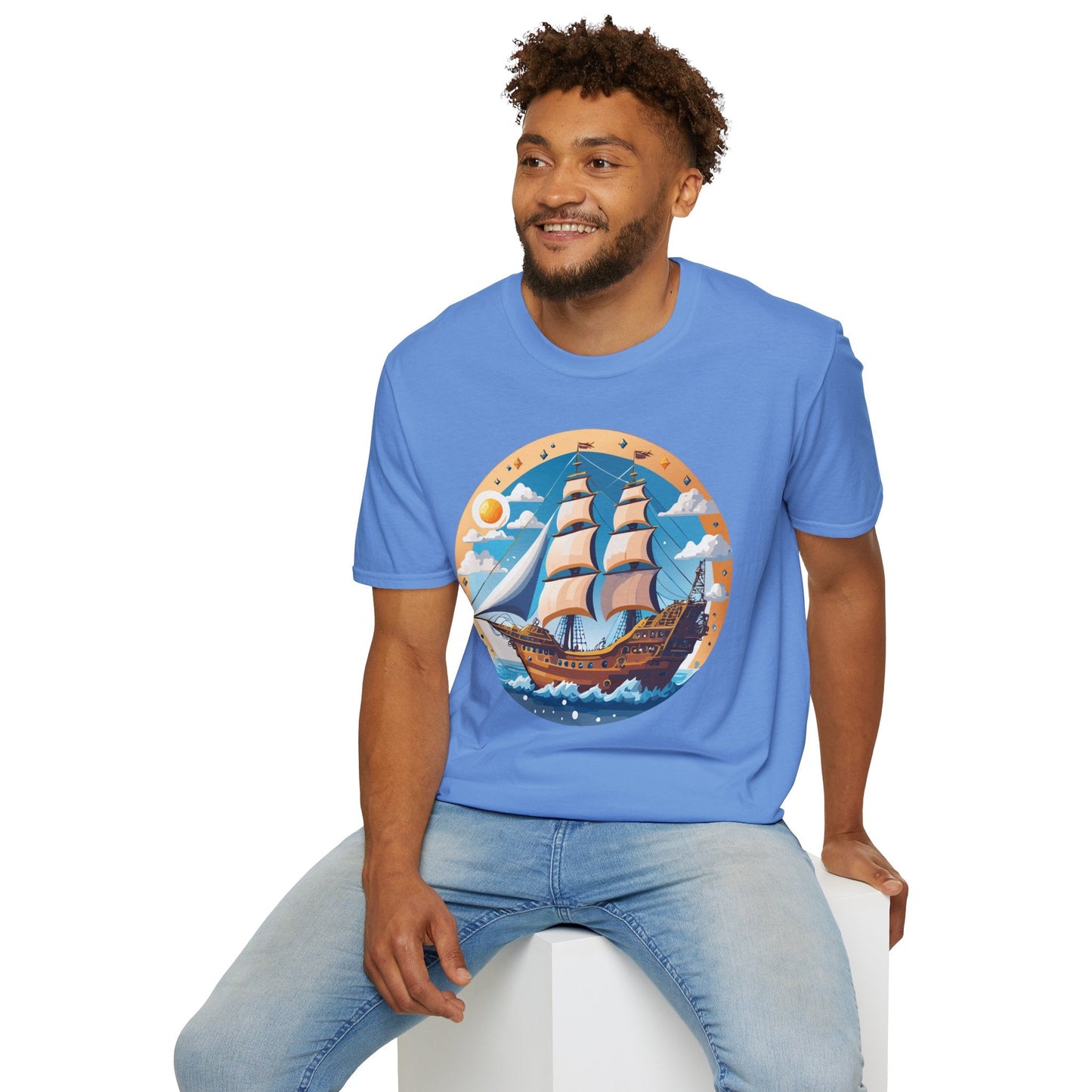 Unisex Nautical Frigate Ship T Shirt Vessel Tee Gildan Softstyle 64000 100 Percent Ring Spun Cotton