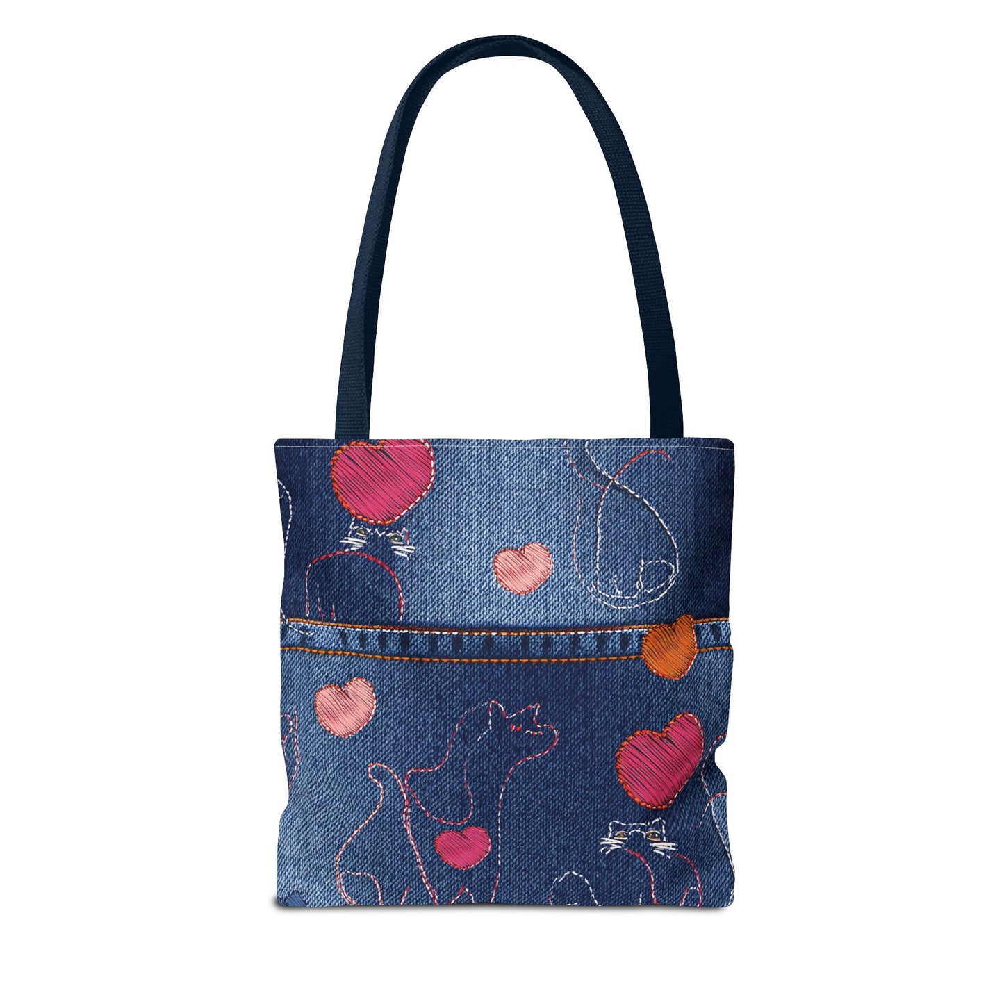 Love Day Graphic Design Denim Fabric Imitation Print Unisex Canvas Bag POLY 3 Sizes Tote Bag 201-18