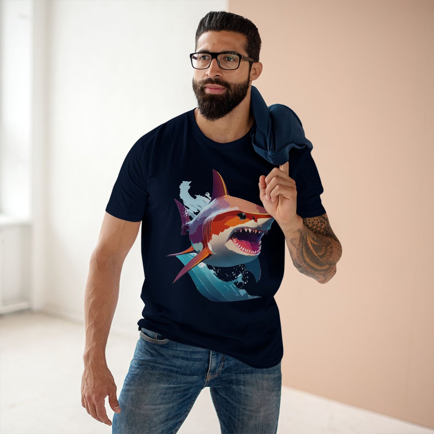 Shark Graphic Unisex 100 Cotton Staple Tee with Animal Design Artwork 10