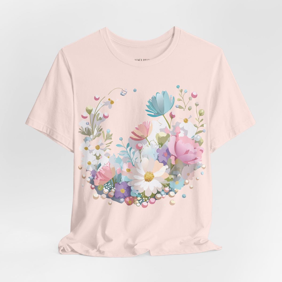 Floral Graphic Unisex Cotton Bella+Canvas Tee with Flowers Art Design n122