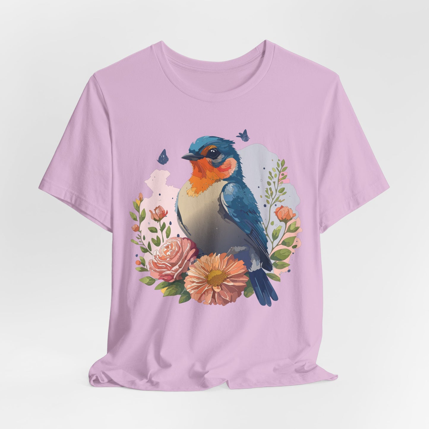 Floral Bird Tee, Animal Shirt, Bird Shirt, Floral Tee, Flower T-shirt, T-Shirt with Animal