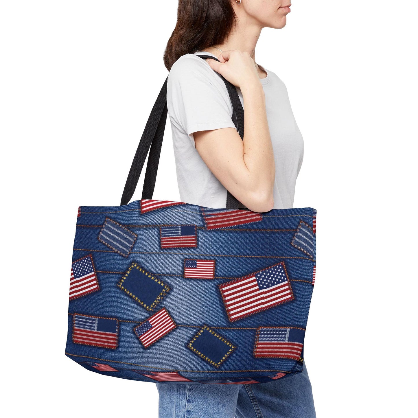 4th of July Denim Color Imitation Print Unisex  Yoga Bag  Spun Poly 24x13 Canvas Bag 63