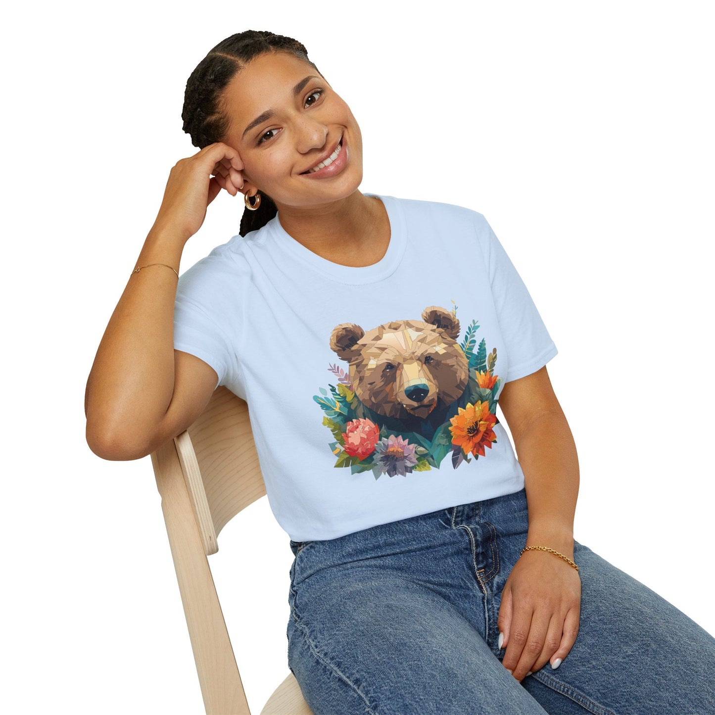 Bear T Shirt Unisex Softstyle Tee 100 Percent Ring Spun Cotton Gildan 64000 Comfortable