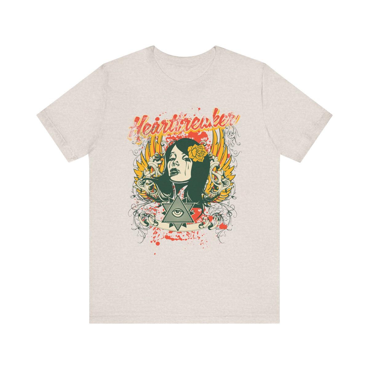 Heartbreaker Illustration Tee Retro Femme Portrait Floral Skull Graphic T-Shirt