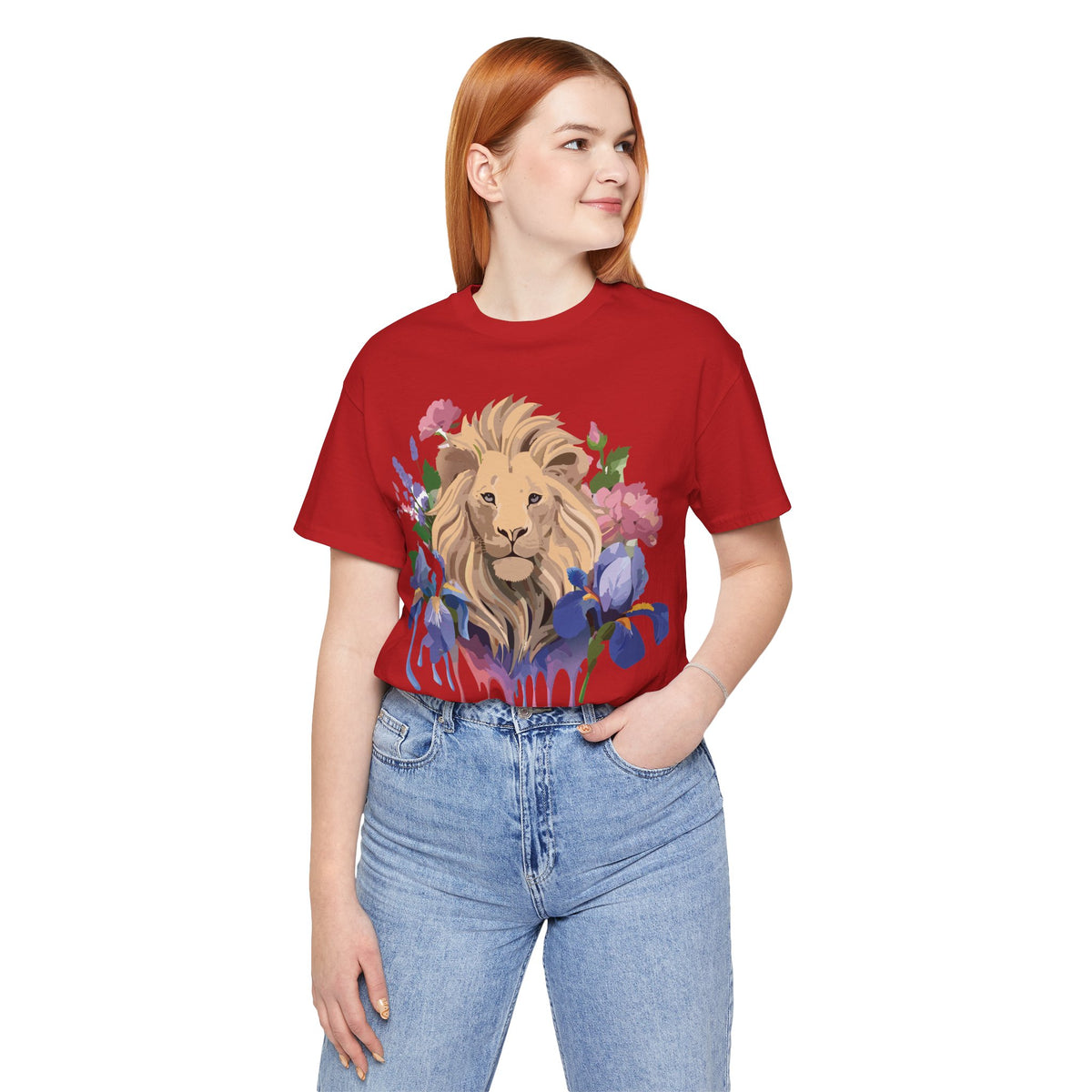 Lion Graphic Unisex Cotton Bella+Canvas Tee with Art Animal Design e318