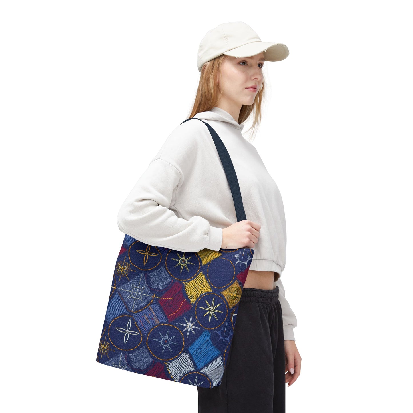 Denim Fabric Imitation Print Unisex Canvas Bag Poly Spun 3 Sizes Tote Bag 183-5