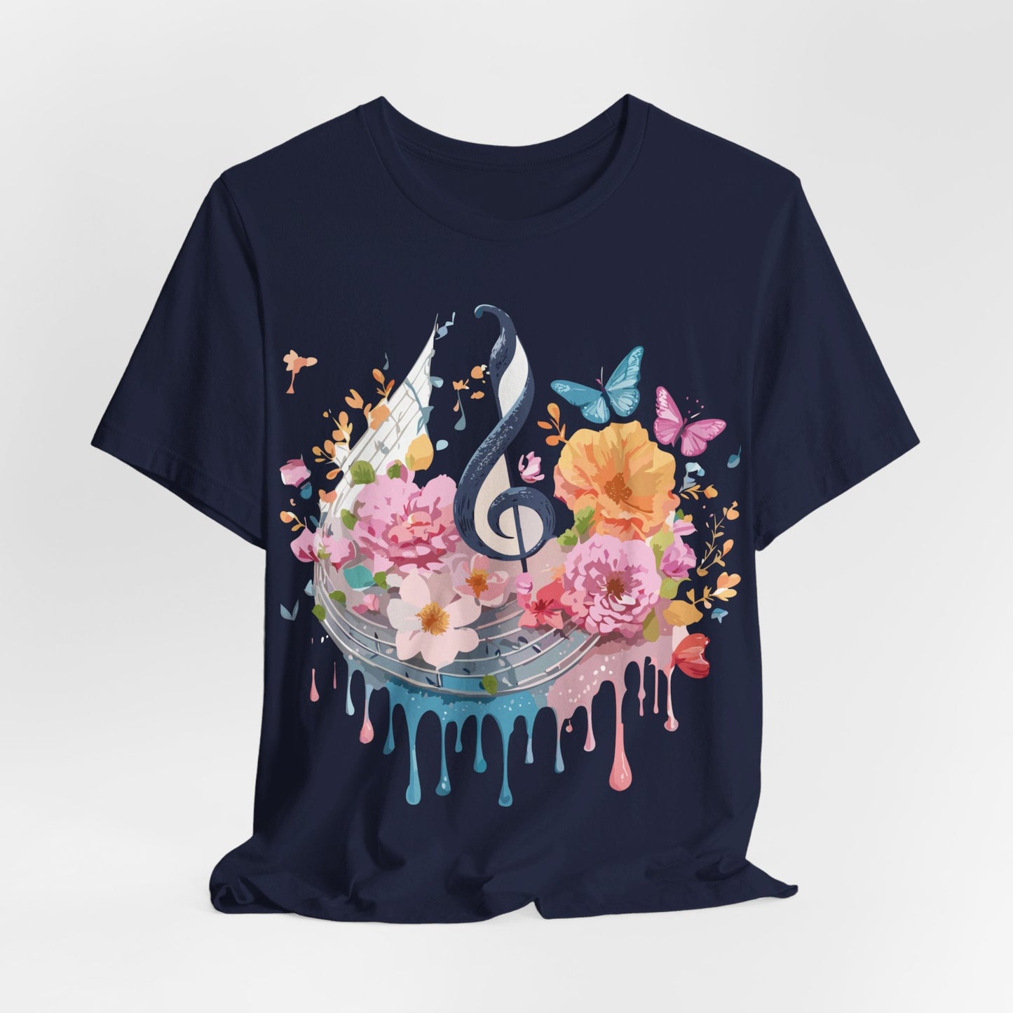 Music Graphic Unisex 100 Cotton Vintage Art with Musical Elements Tee 125