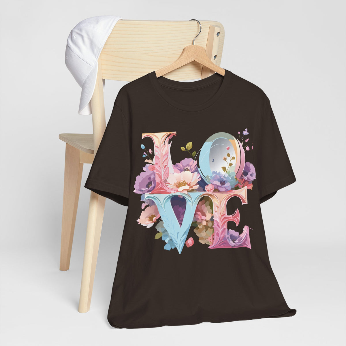 Valentine's Day Graphic Unisex Cotton Bella+Canvas Tee with Floral Art Design d124