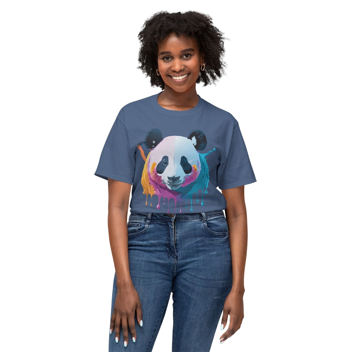 Unisex Panda Art Tee With Floral Print Premium Vintage Style HD Cotton Shirt Comfortable