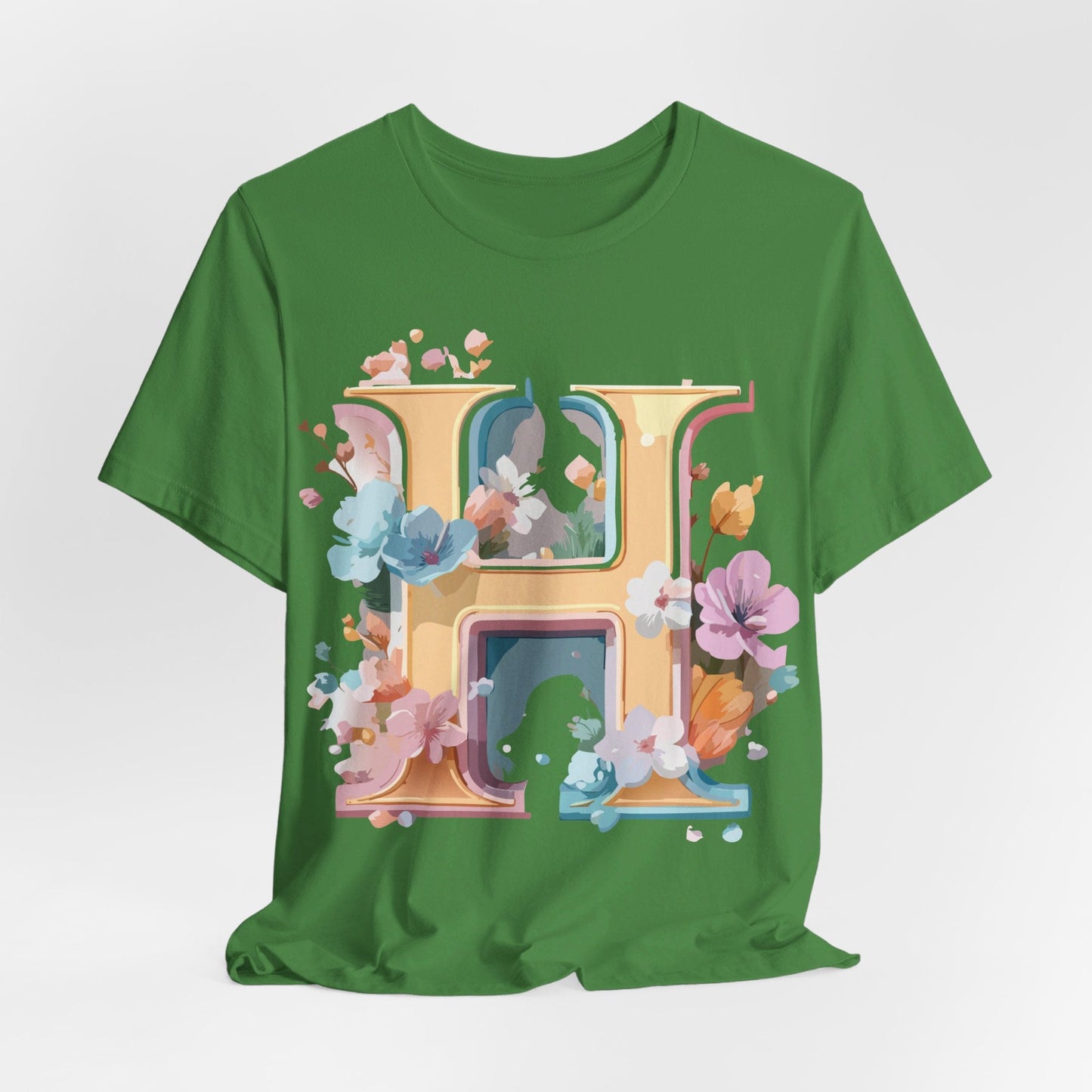 Letter H Graphic Tee Unisex Short Sleeve Shirt By Adelpha Featuring Vintage Inspired Artwork
