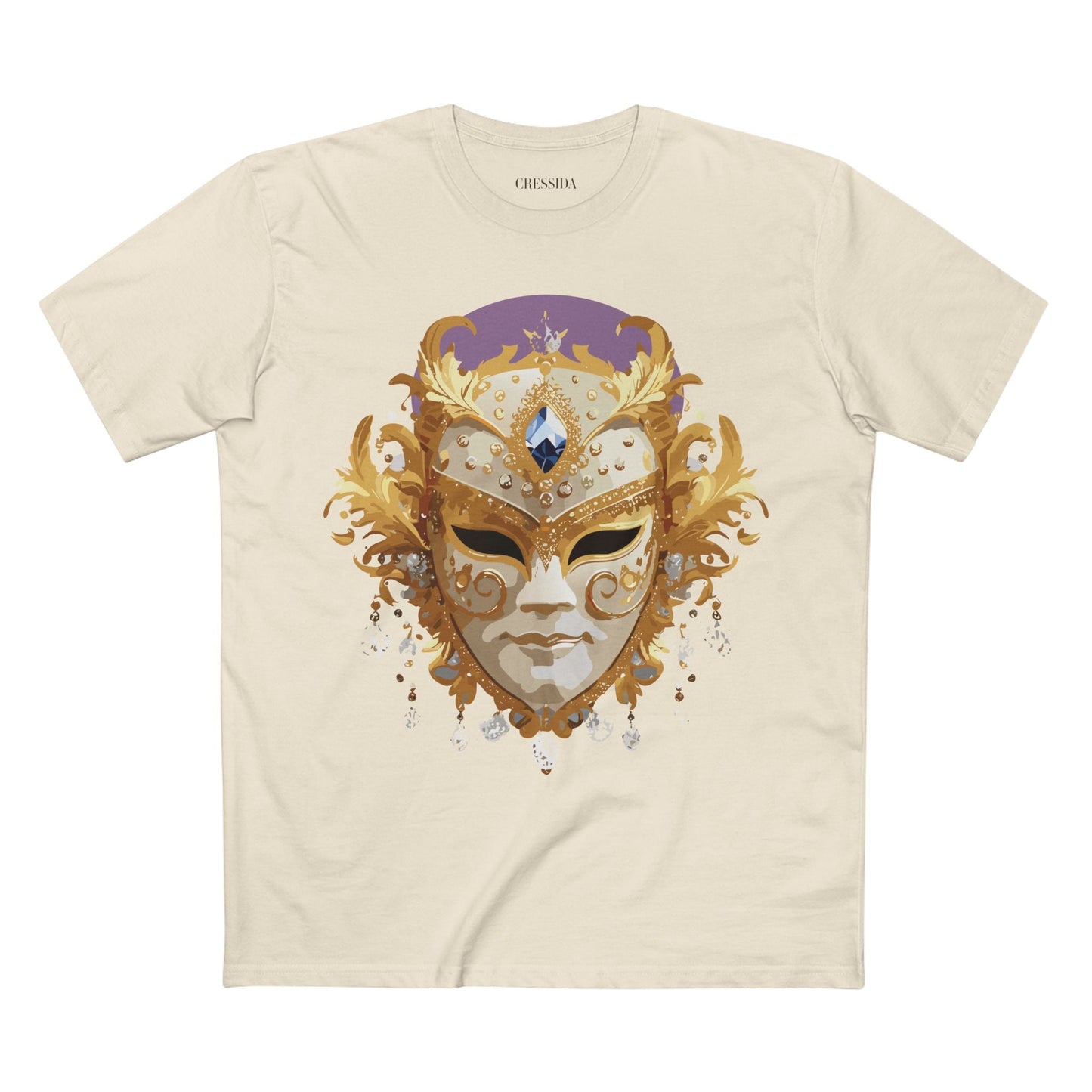 Carnival Mask Graphic T-Shirt Unisex 100 Cotton With Antique Gold Art Design Tee 18