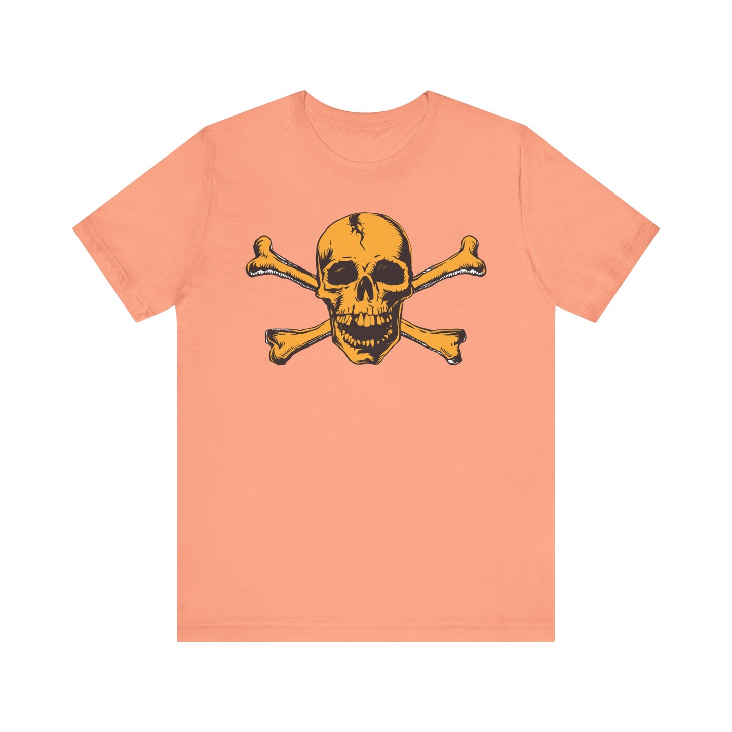 Orange Skull Graphic Design Tee, Skull Shirt, Vintage Tees, Art Design T-Shirt, Vintage Graphic Tee, Art Shirts with Skulls