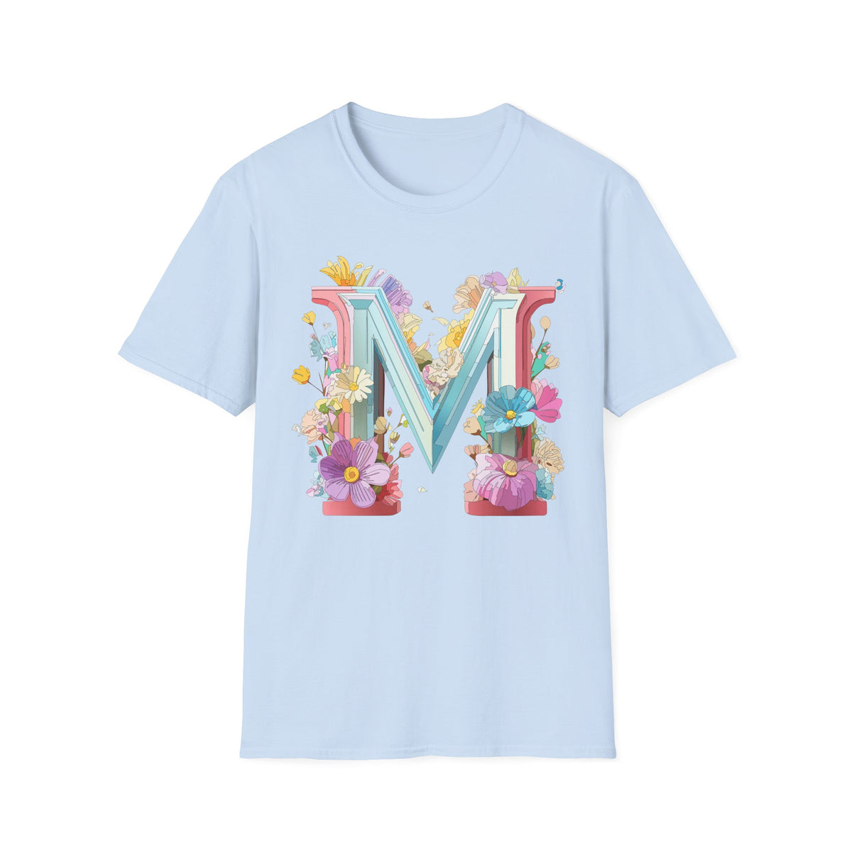 Floral Letter M T-Shirt | Monogram Initial Graphic Tee
