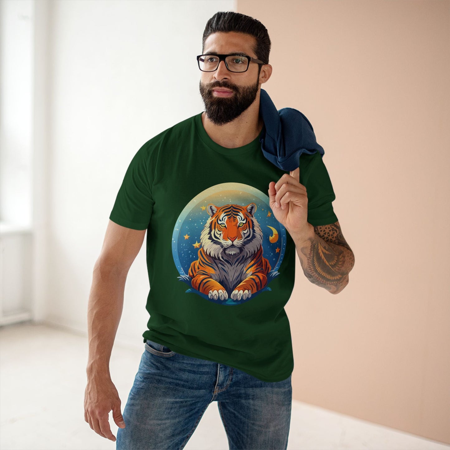 Tiger Animal Shirt Unisex Premium Cotton Tee With Original Art Design By Retro2Nova Soft Comfortable Everyday Wear