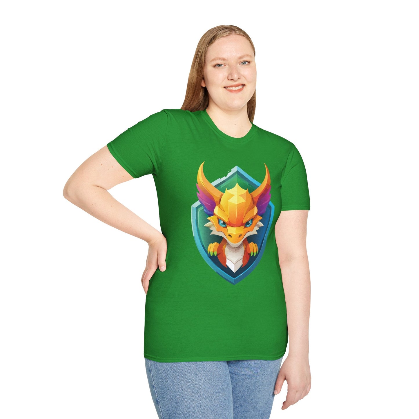 Dragon Graphic Unisex Cotton Softstyle Art Design Tee With Animals 11