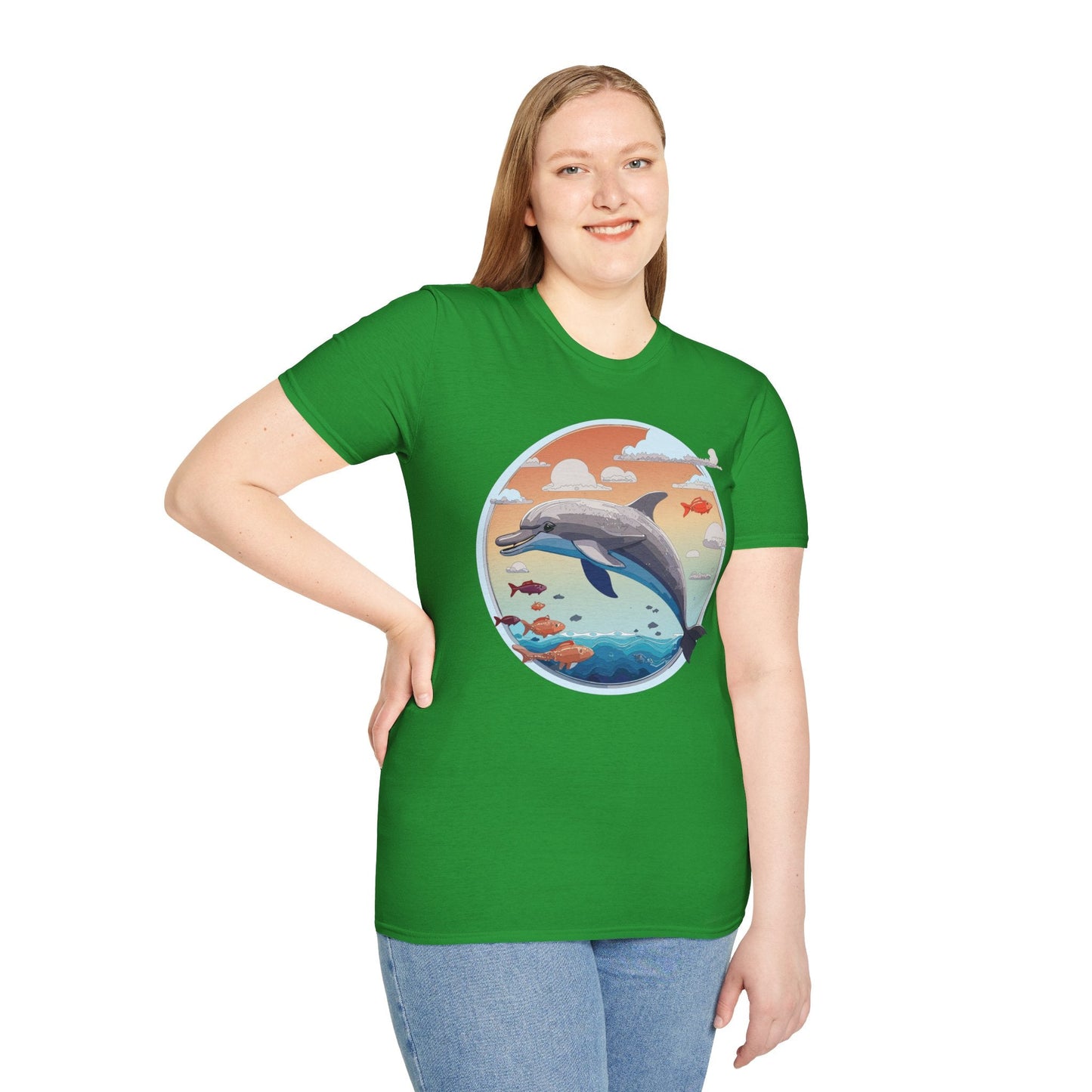 Dolphin Shirt Unisex Gildan Softstyle Cotton Tee For Men Women Dolphin Fish Animal Shirt