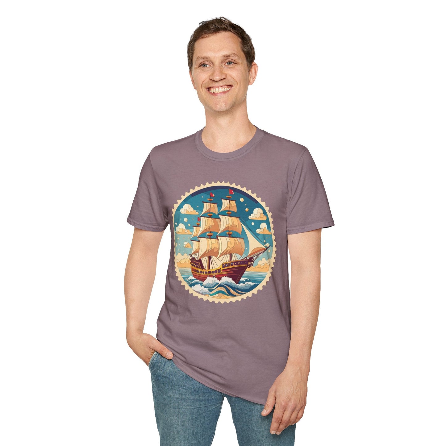 Frigate Ship T Shirt Unisex Short Sleeve 100 Percent Ring Spun Cotton Soft Tee Gildan 64000