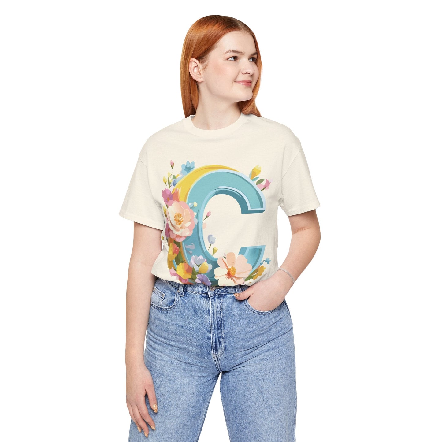 Letter C Shirt Graphic Tee Unisex Vintage Art Design Tee Adelpha Premium Short Sleeve
