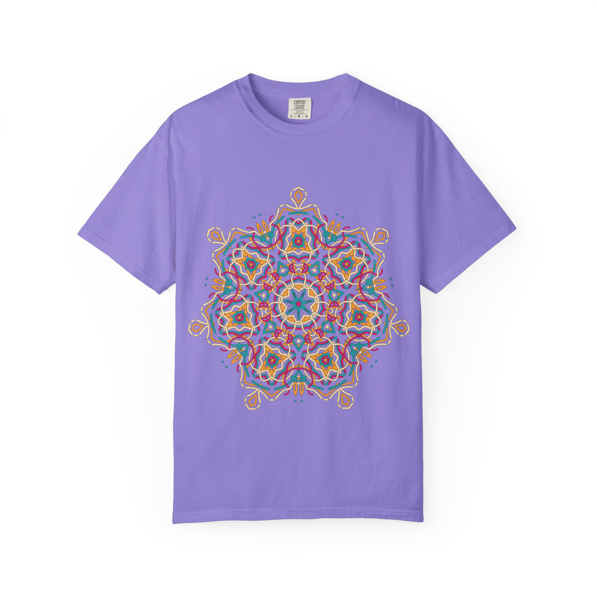 Unisex Garment Dyed Cotton T-Shirt with Mandala Graphic Design