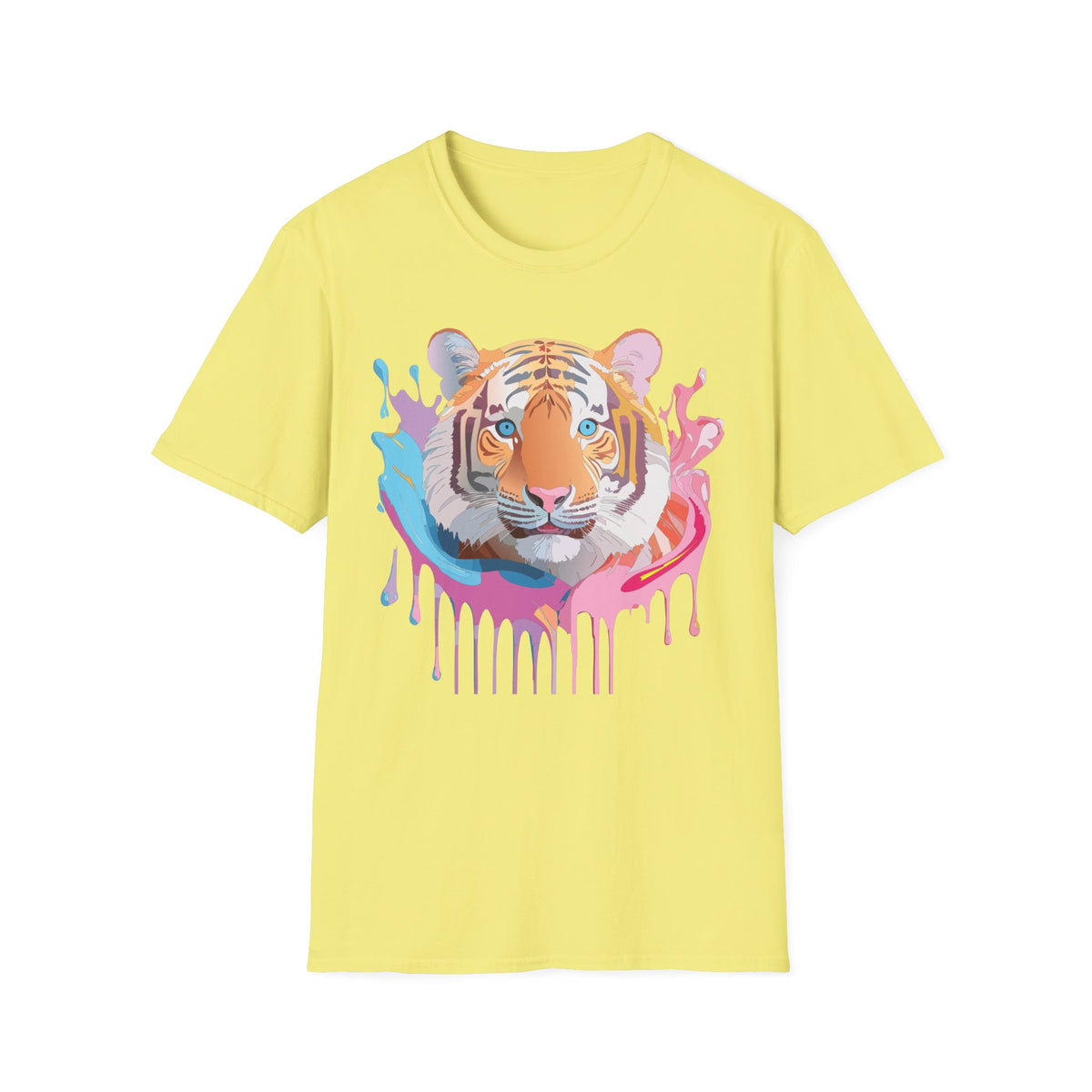 Colorful Tiger Face T-Shirt | Watercolor Drip Animal Graphic
