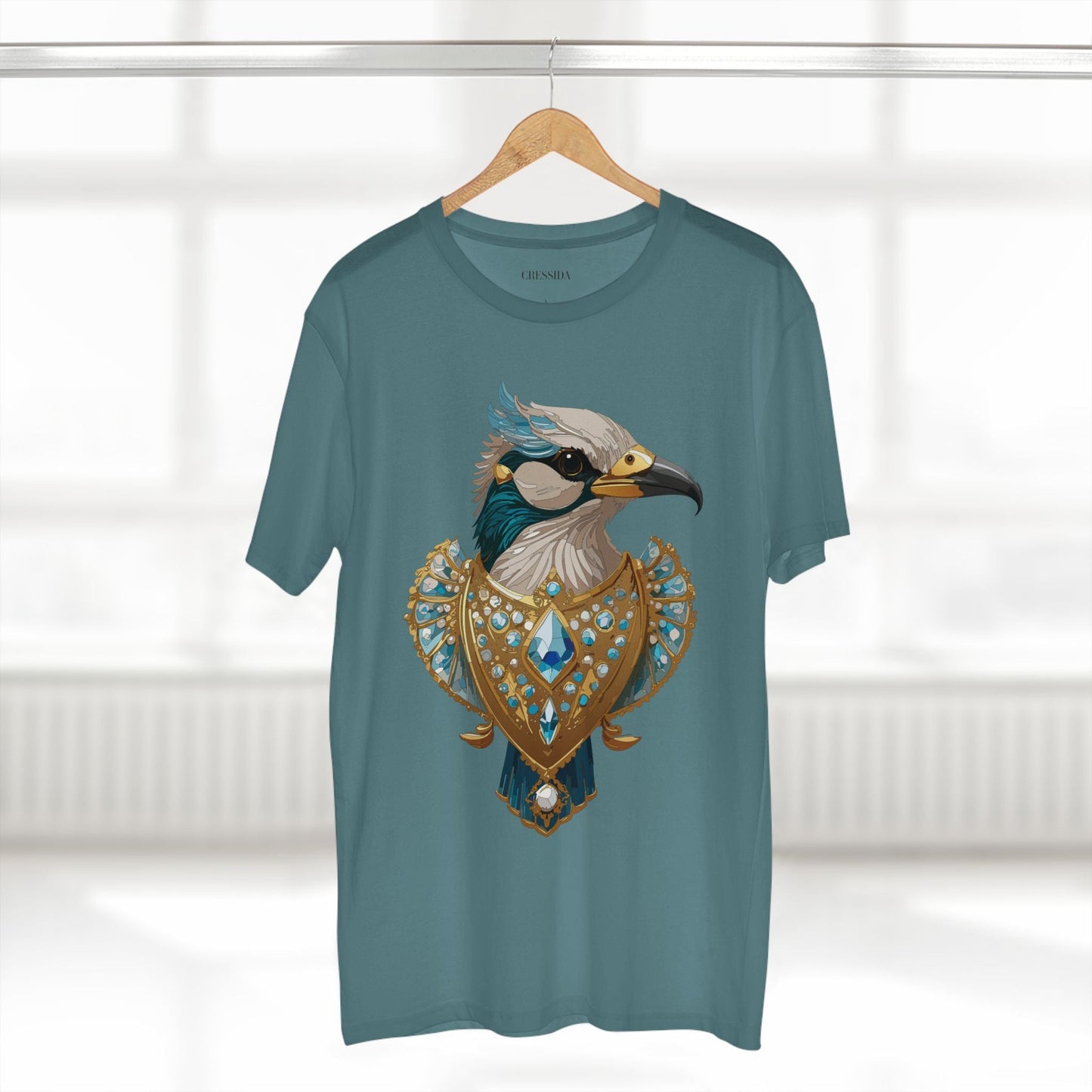 Bird Graphic Unisex 100 Cotton Tee With Unique Animal Golden Medallion Art Design 17