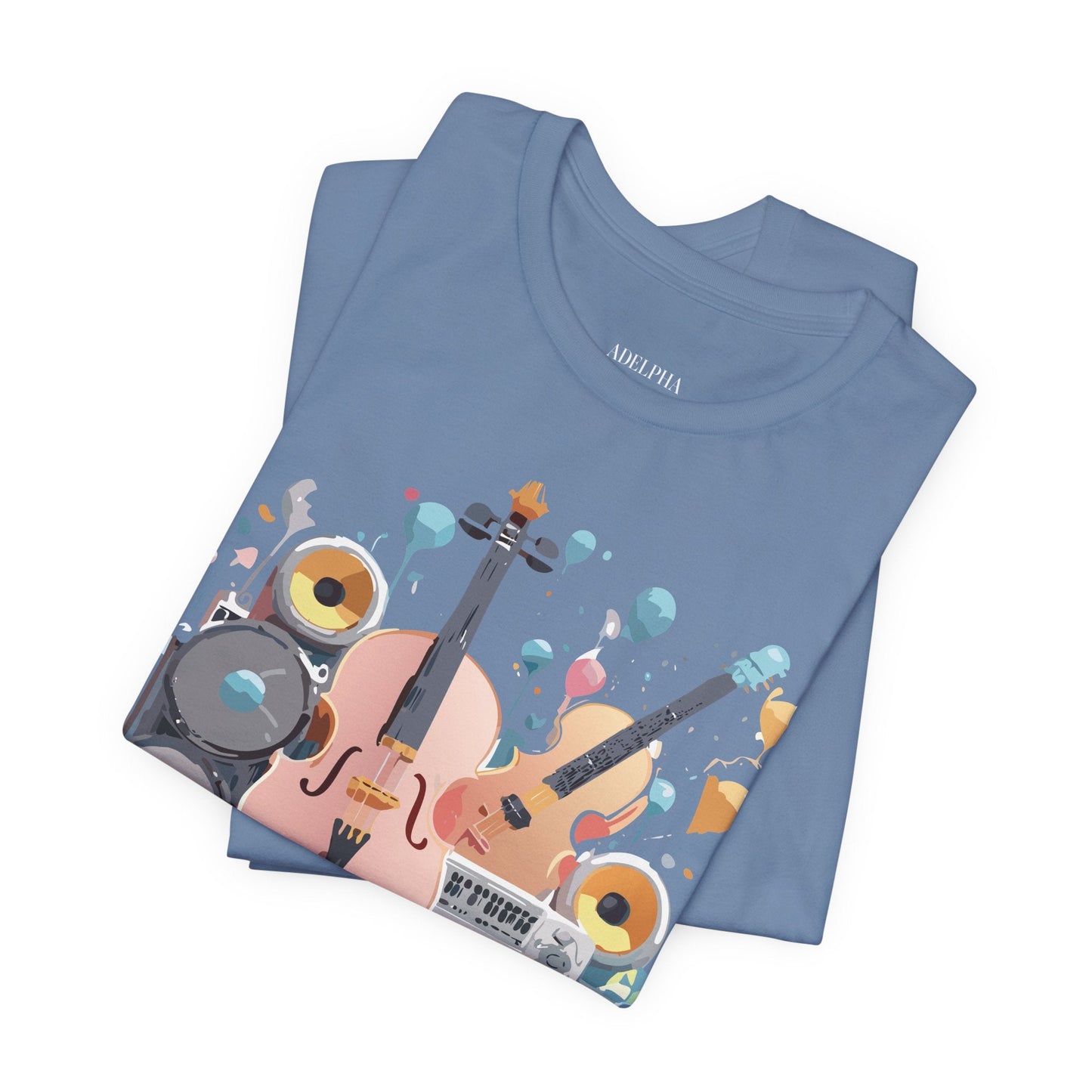 Music Graphic Unisex 100 Cotton Vintage Art with Musical Elements Tee 90
