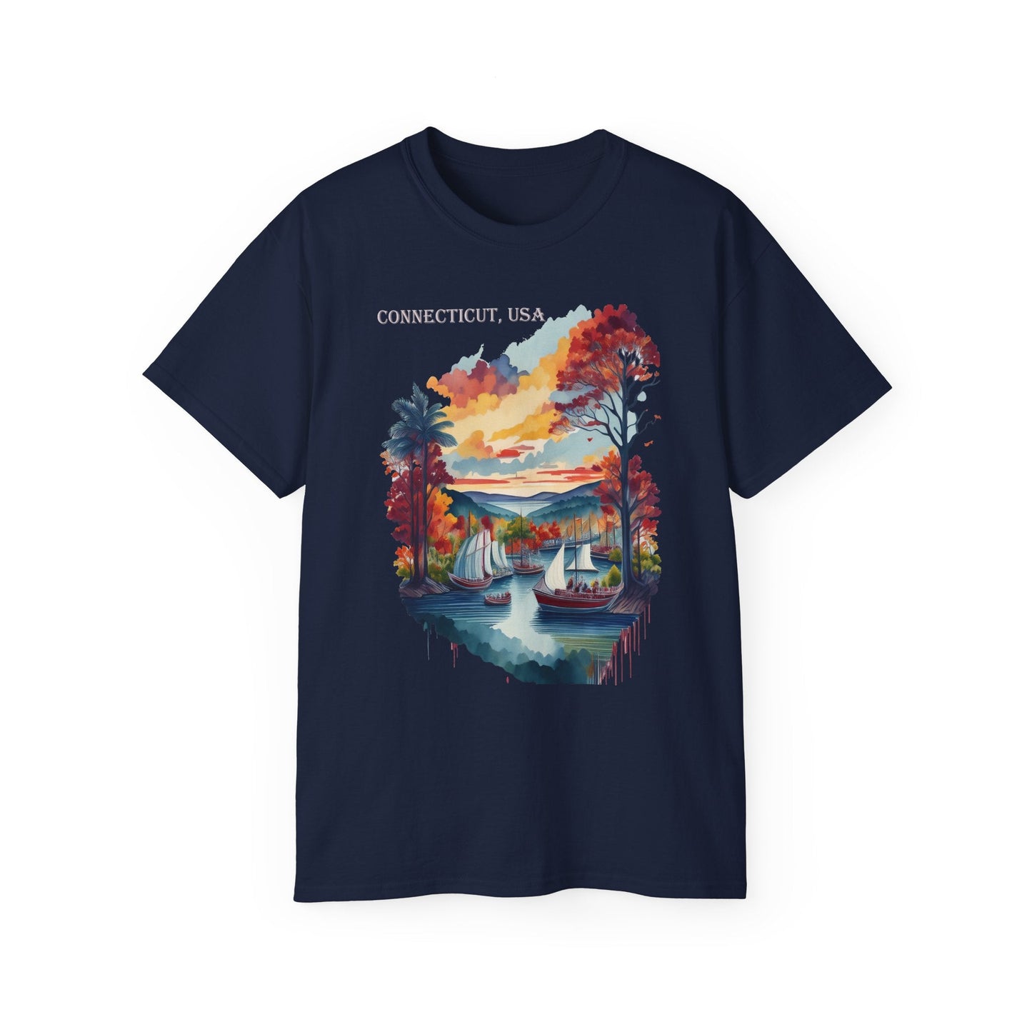 Connecticut Graphic Unisex Cotton T‑Shirt 1