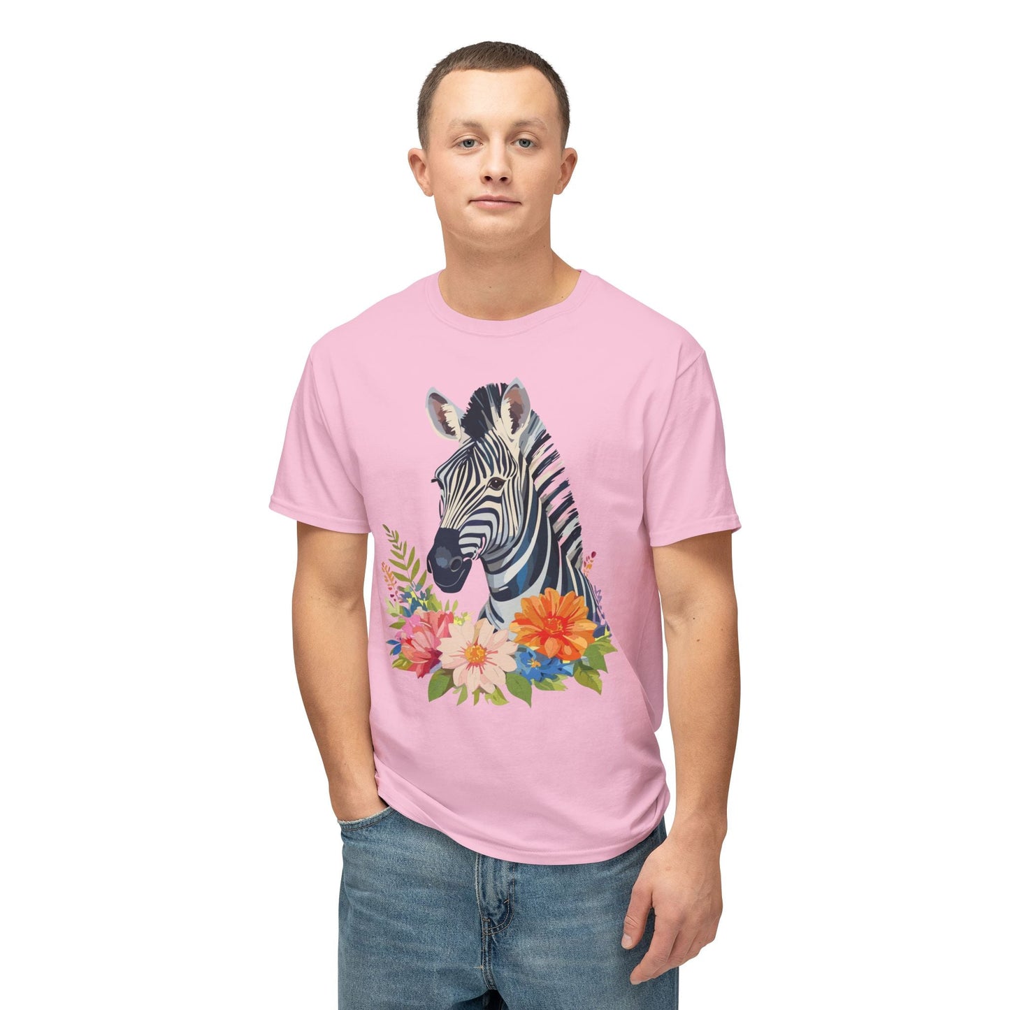 Unisex Zebra Art T Shirt With Full Color Print 100 Percent Cotton Jersey Tee Premium