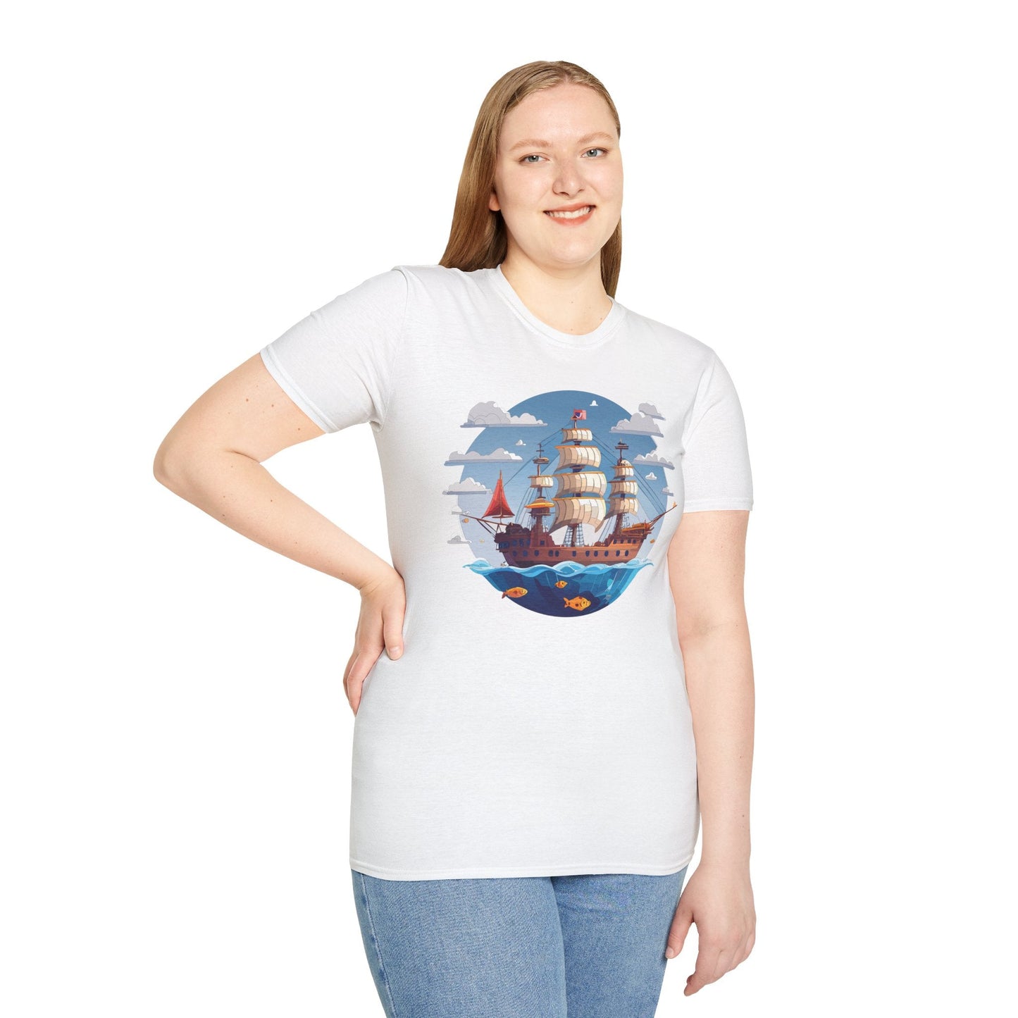 Ship T Shirts Frigate T Shirts Vessel Tee Shirt Unisex Softstyle Cotton Tee Gildan 64000
