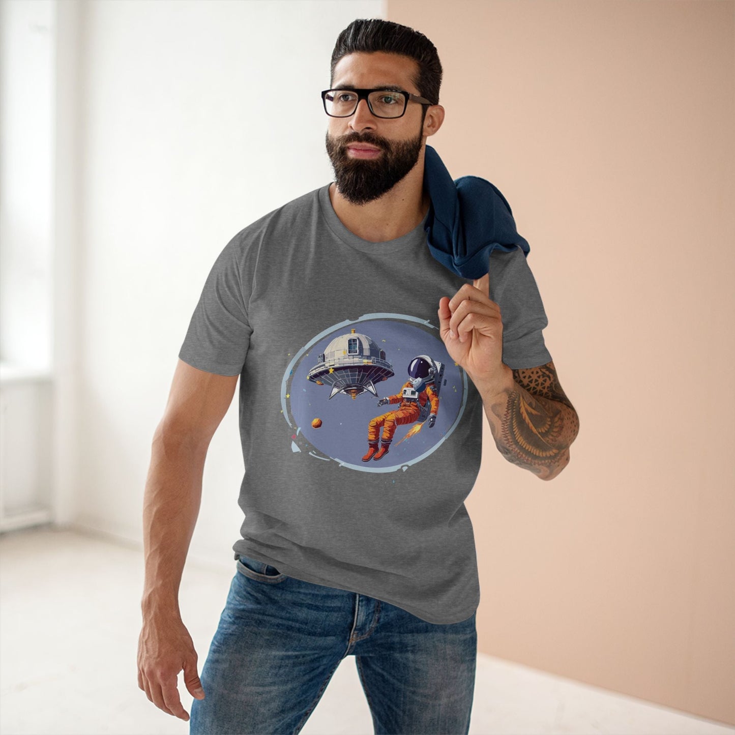 Cosmos Astronaut Shirt For Unisex Premium Cotton Tee With Original Art Design Retro2Nova