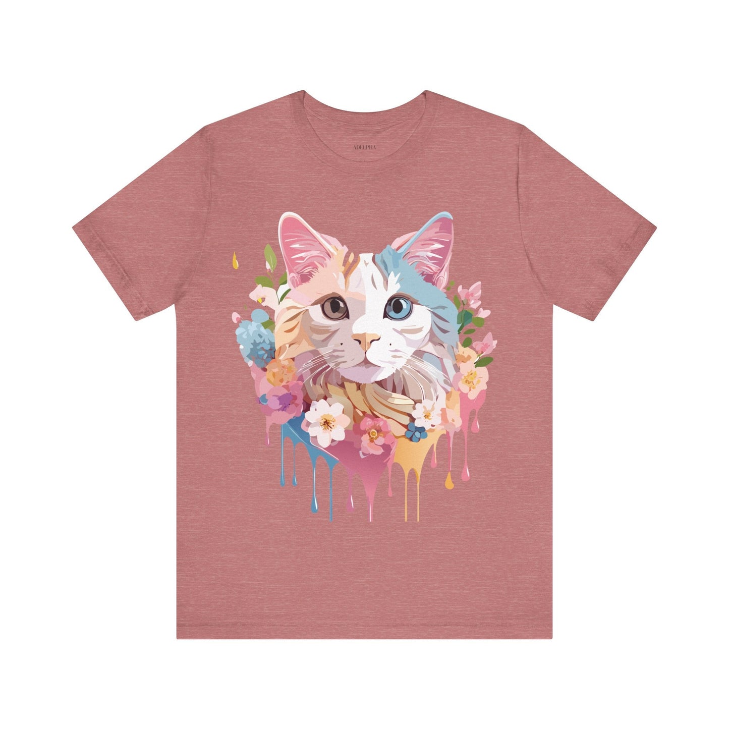 Cat Graphic Tee Unisex Short Sleeve Shirt With Adelpha Artwork