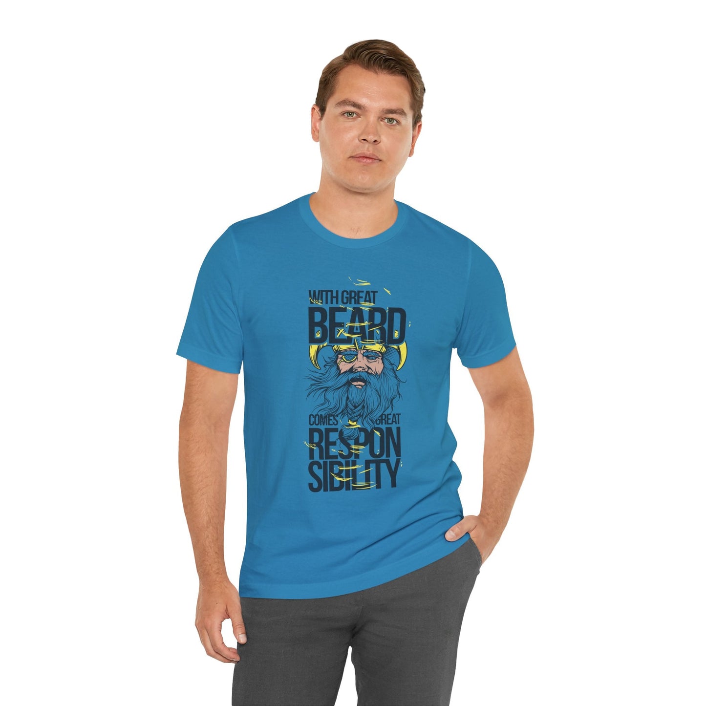 With Great Beard Comes Great Responsibility Tee Viking Beard Graphic Shirt A-2