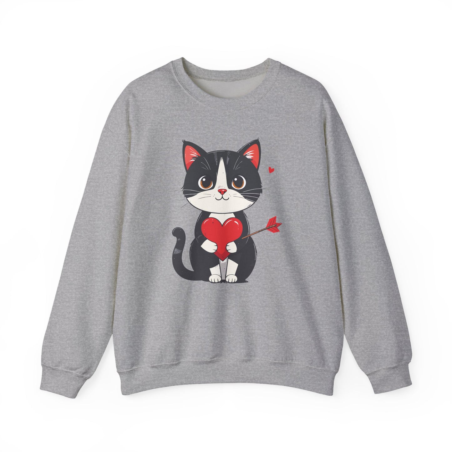 Cat Heart Sweatshirt, Heart Sweatshirt, Cat Sweatshirt, Valentine's Day Sweatshirt, 50/50 Cotton-Poly Animal Sweatshirt 103