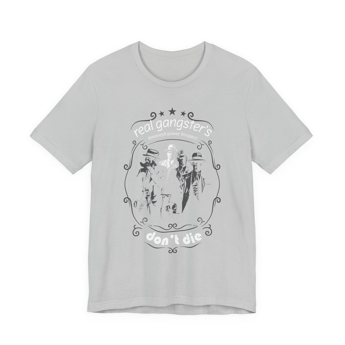 Real Gangsters Don't Die T-Shirt Vintage Outlaw Illustration Retro Biker Tee A-3