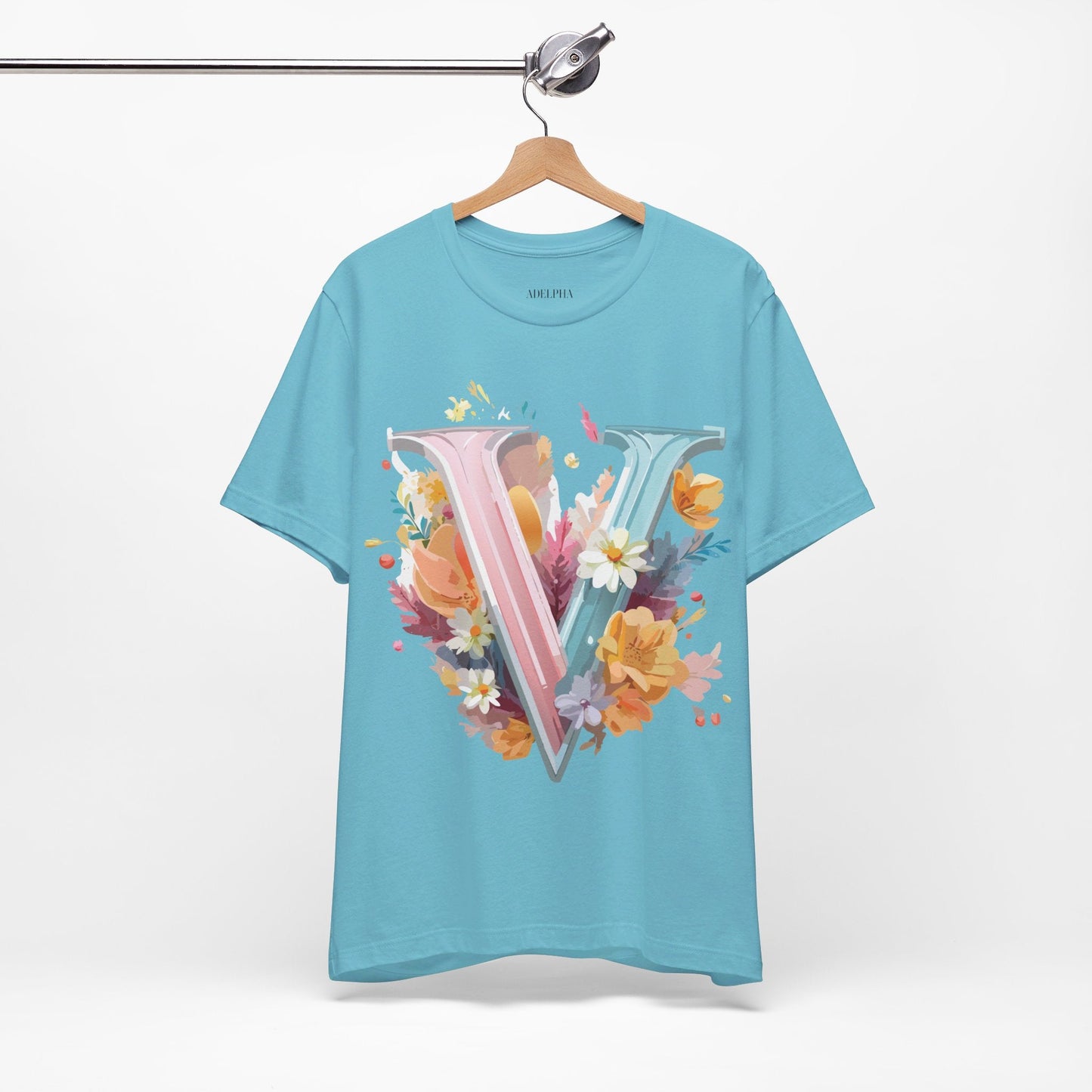 Letter V Shirt Graphic Tee Unisex Jersey Short Sleeve Adelpha Art Design Vintage Inspired