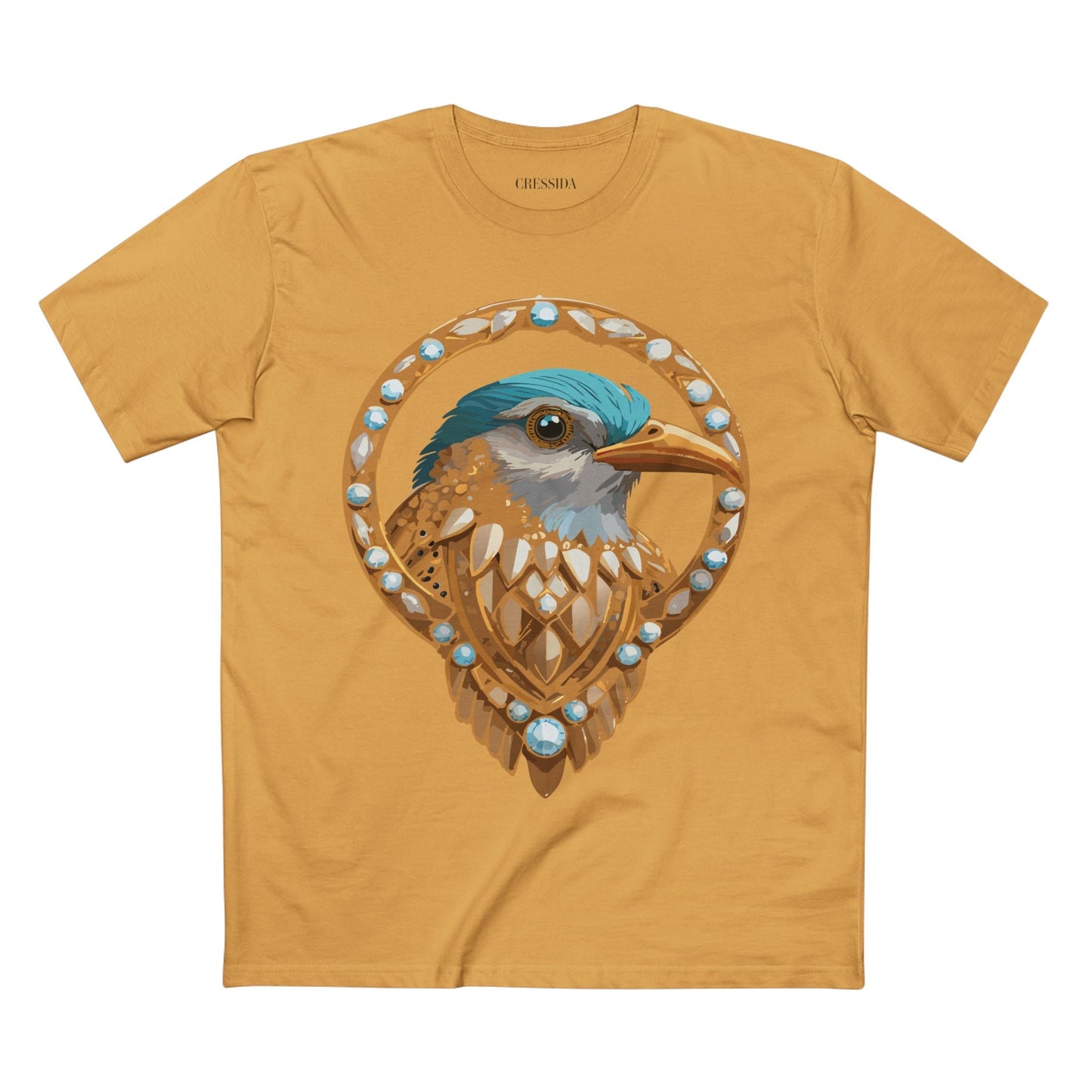 Bird Graphic Unisex 100 Cotton Tee With Unique Animal Golden Medallion Art Design 24