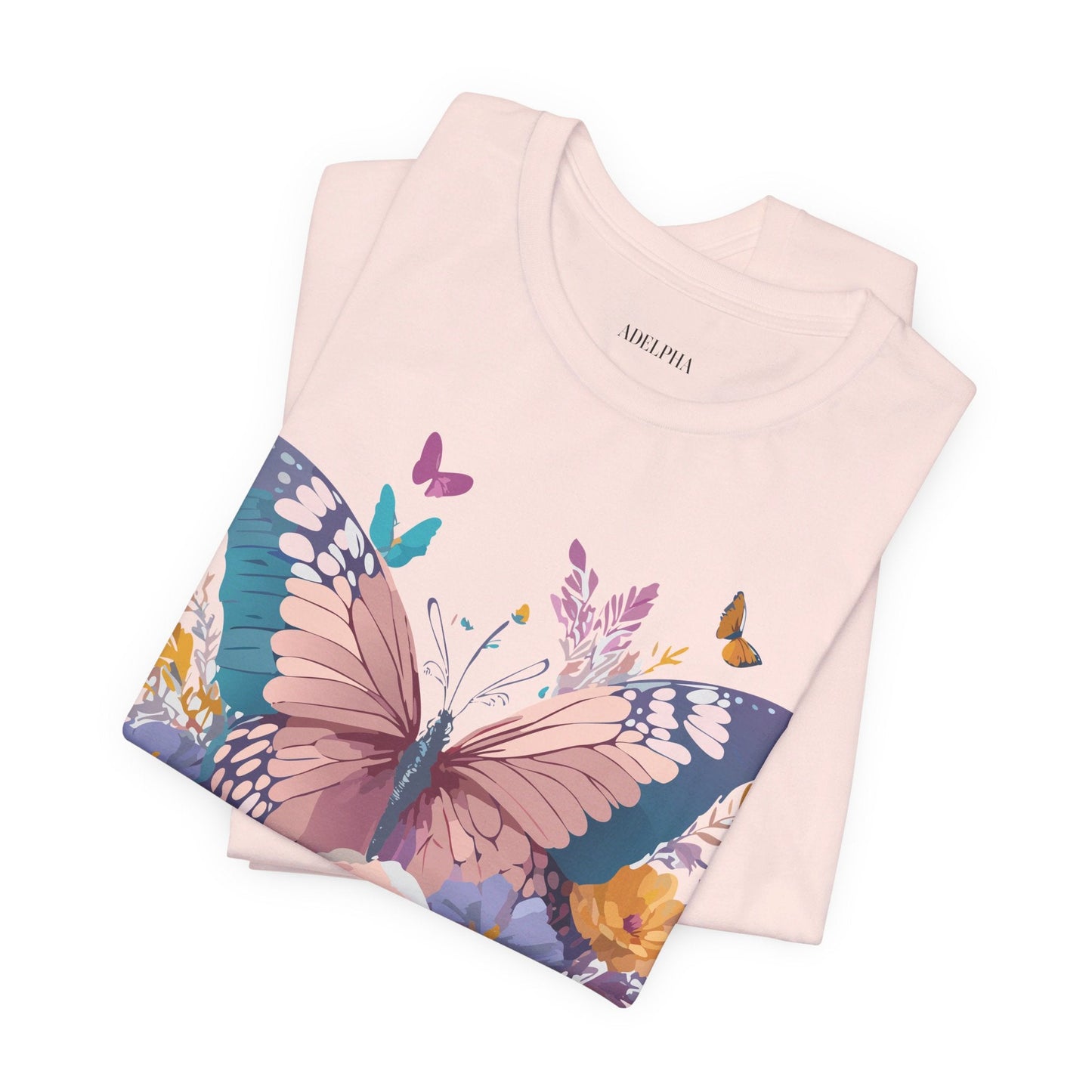 Butterfly Graphic Unisex 100 Cotton Lightweight Vintage Floral Design Jersey Tee 44