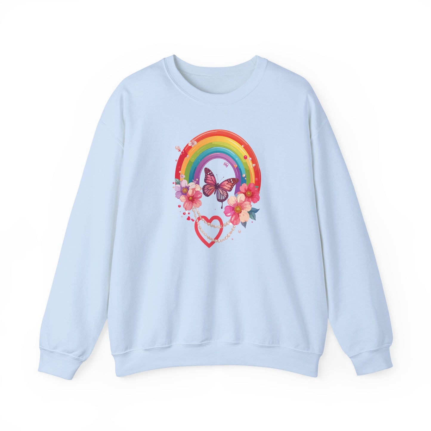 Rainbow Heart Sweatshirt, Floral Heart Sweatshirt, Floral Love Sweatshirt, Valentine's Day Sweatshirt, Rainbow Heart Floral Sweatshirt 106