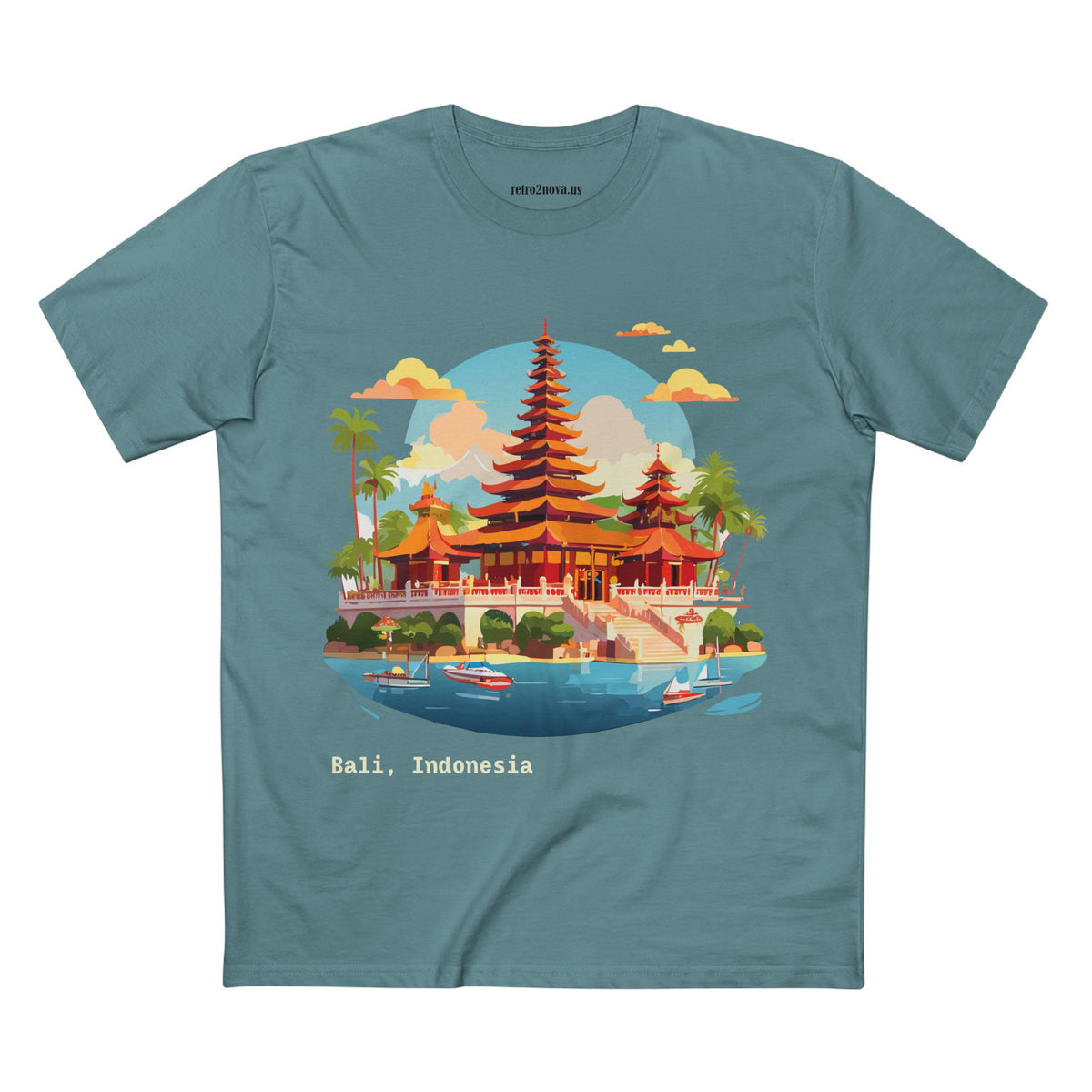 Bali Temple Landscape Tee | Indonesia Pagoda Illustration