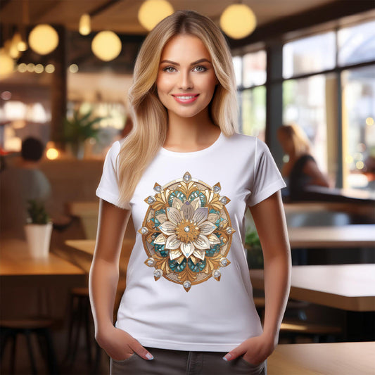 Floral Graphic T-Shirt Unisex 100 Cotton Art Design with Antique Flowers Tee 16