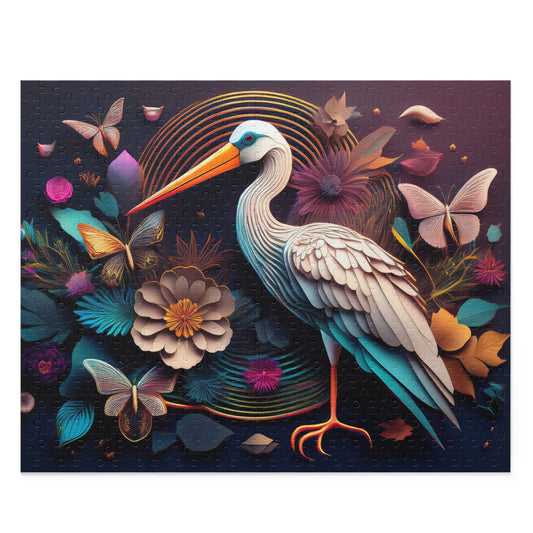 Puzzles-41 Kids Stork Puzzle 500-Piece | Floral Stork Puzzle 500-Piece, Birds Kids Puzzles Size: 16" x 20",  Ages 9+